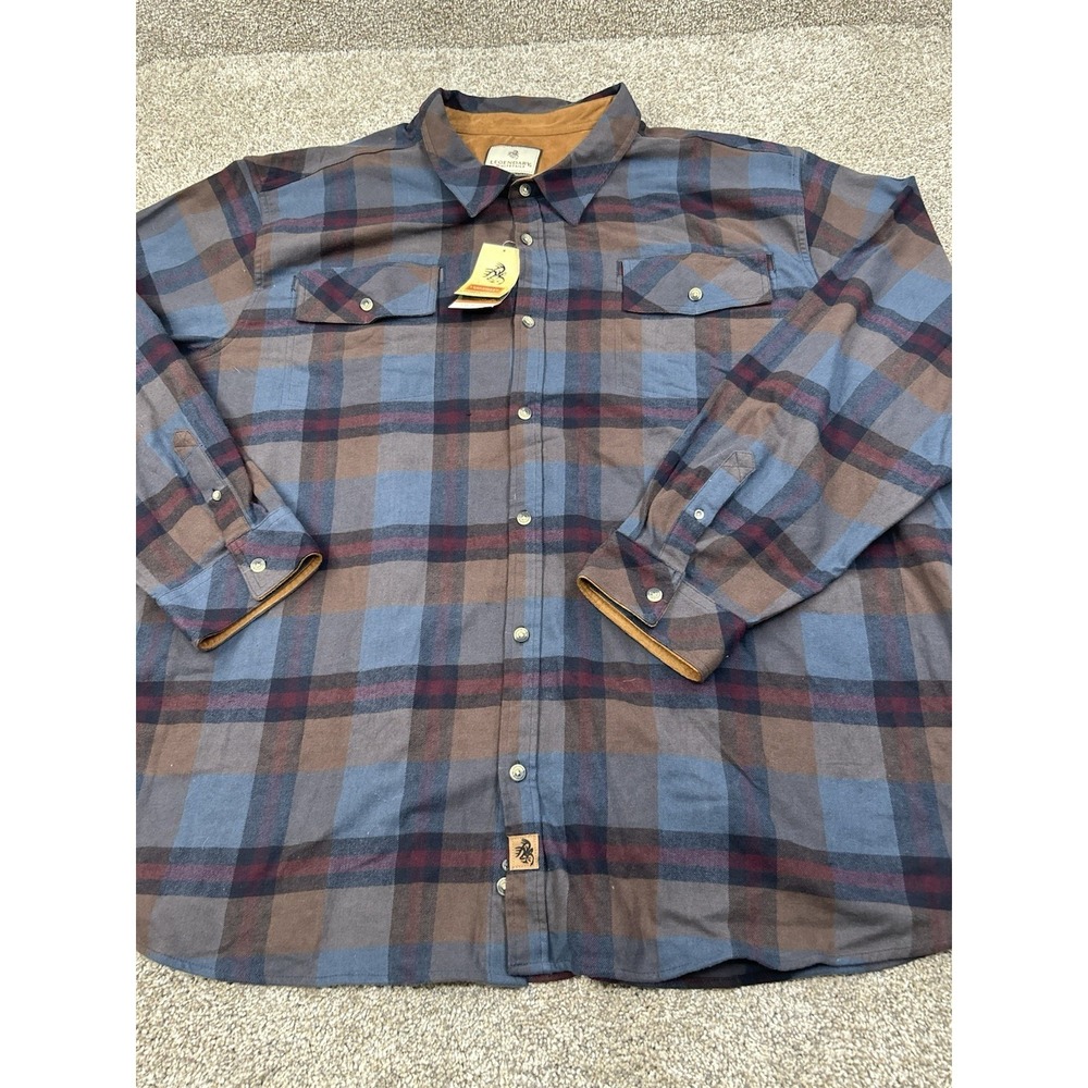 New Legendary Whitetails Men's Heavy Flannel Shirt 5XL Blue Brown‎ Plaid #0387